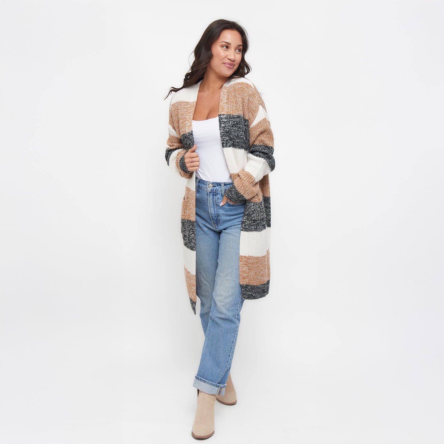 Greyson Heathered Color Block Patch Pocket Cardigan
