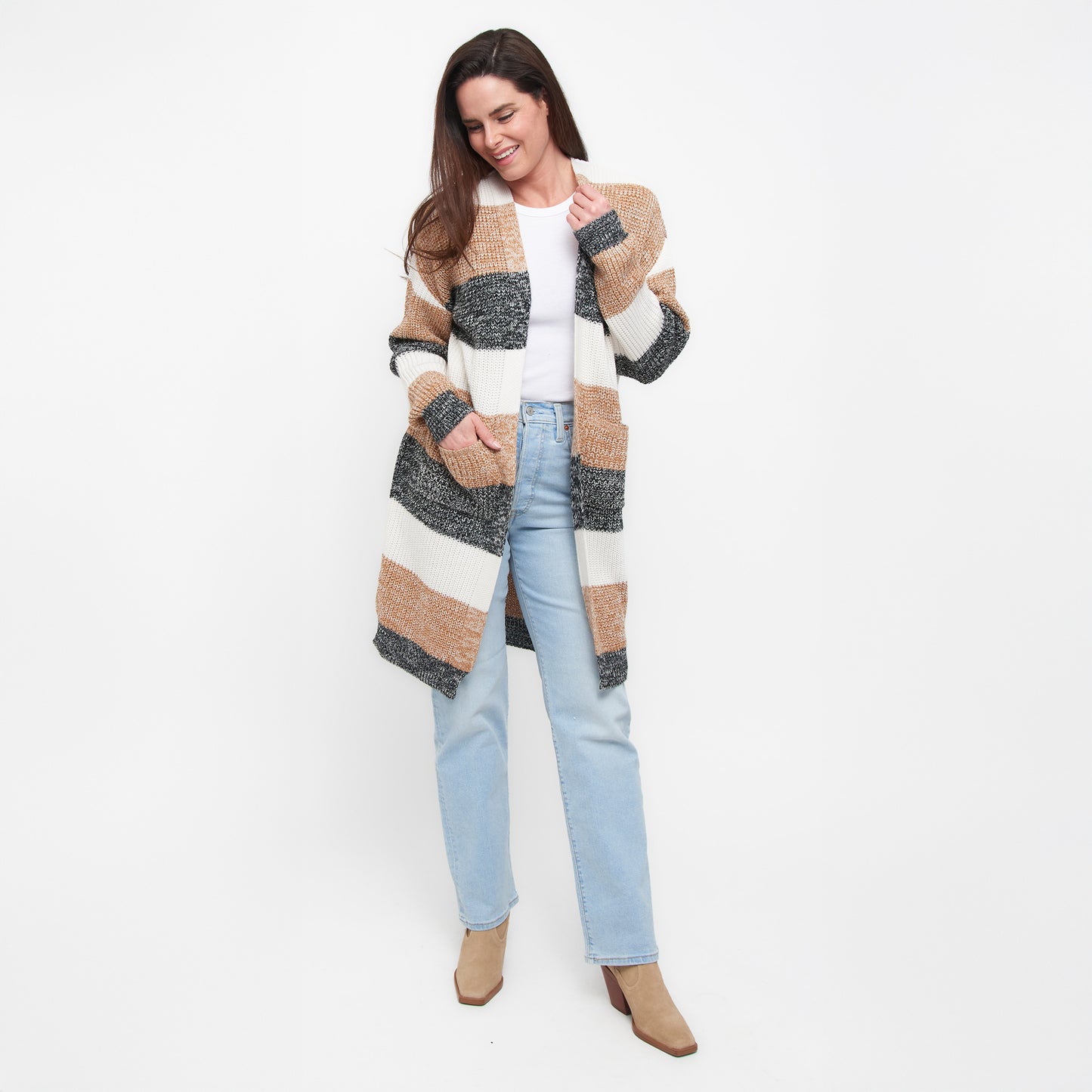 Greyson Heathered Color Block Patch Pocket Cardigan