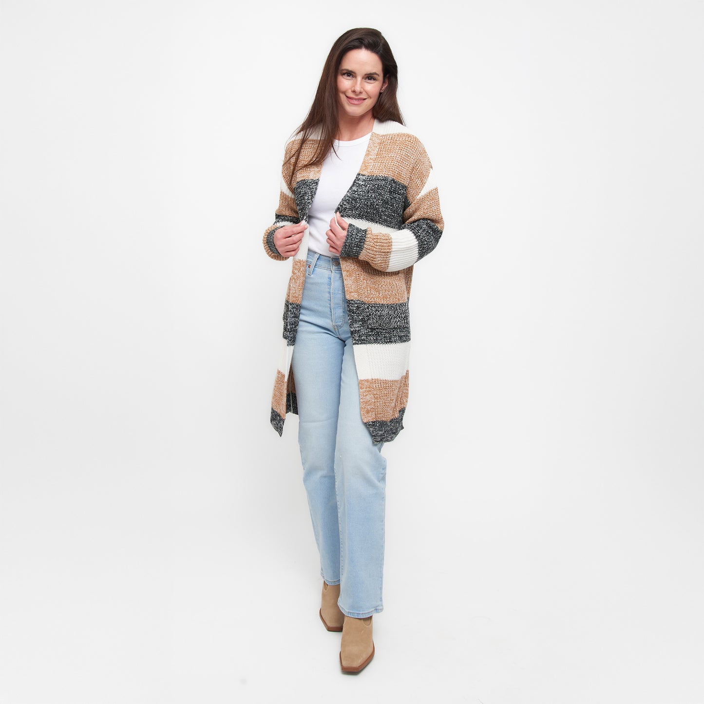Greyson Heathered Color Block Patch Pocket Cardigan