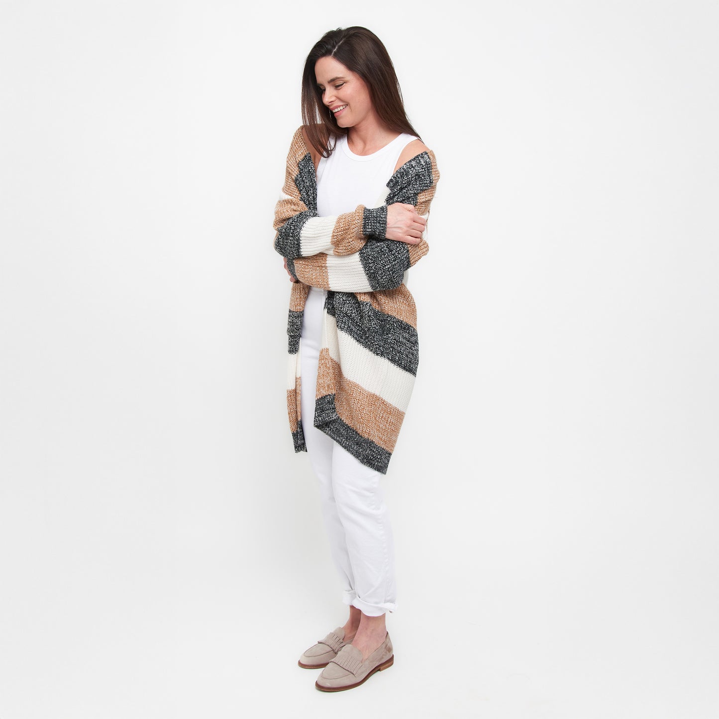 Greyson Heathered Color Block Patch Pocket Cardigan