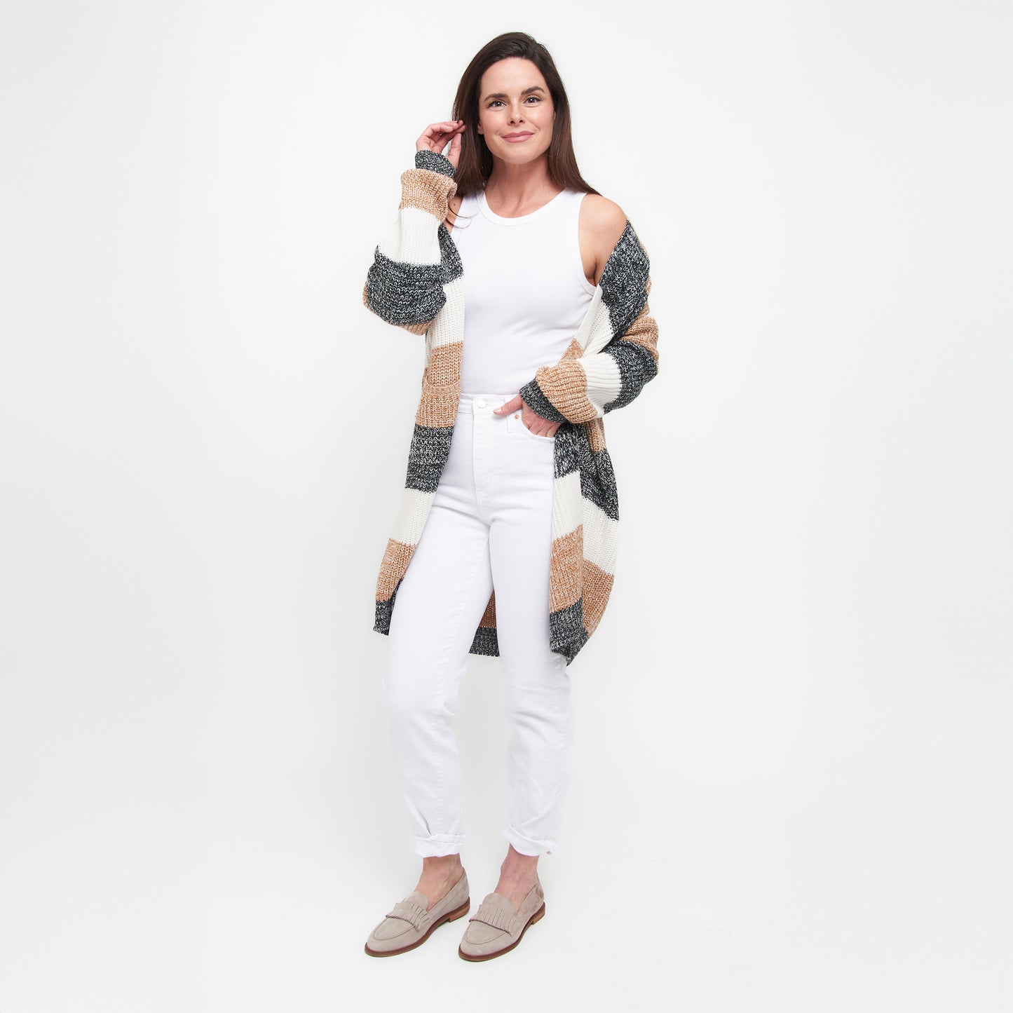Greyson Heathered Color Block Patch Pocket Cardigan