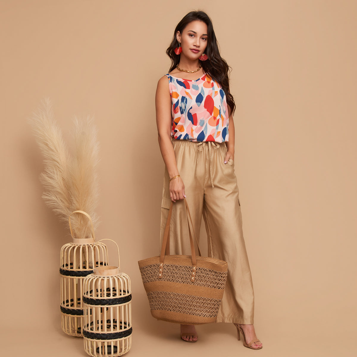 Tank Top Ayla Adjustable Wide Strap Patterned Shirt