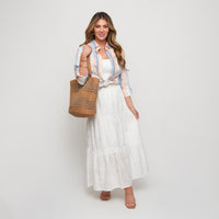 Button Up Shirt Wynn Striped Long Sleeve Collared Top