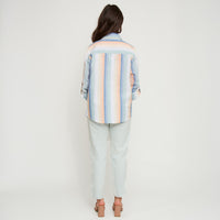 Button Up Shirt Wynn Striped Long Sleeve Collared Top