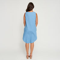 Denim Dress Ellis 100% Cotton Sleeveless V-Neck with Pockets