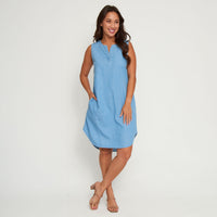 Denim Dress Ellis 100% Cotton Sleeveless V-Neck with Pockets