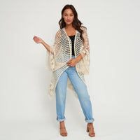 Knit Cardigan Iris Open Crochet Kimono Cotton Cover Up