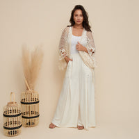 Knit Cardigan Iris Open Crochet Kimono Cotton Cover Up