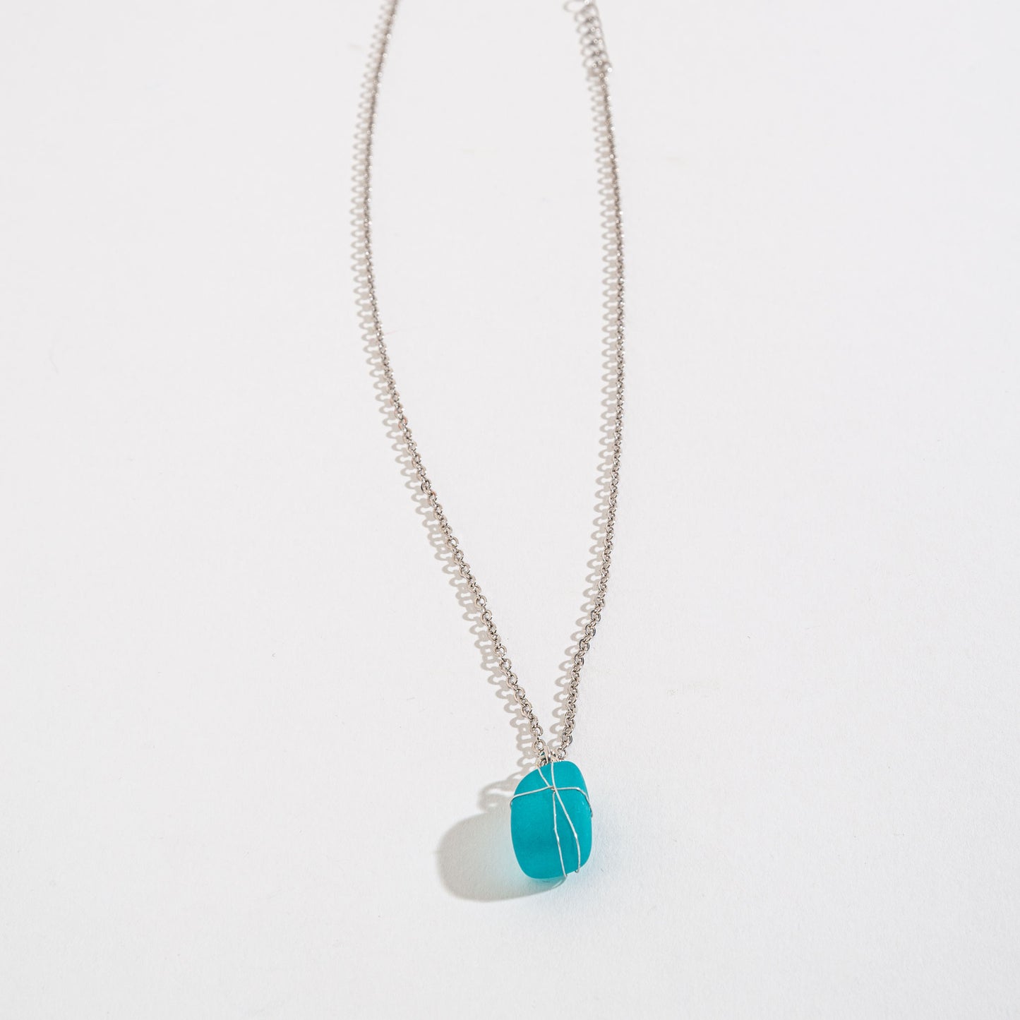Wire Wrapped Sea Glass Pendant Necklace