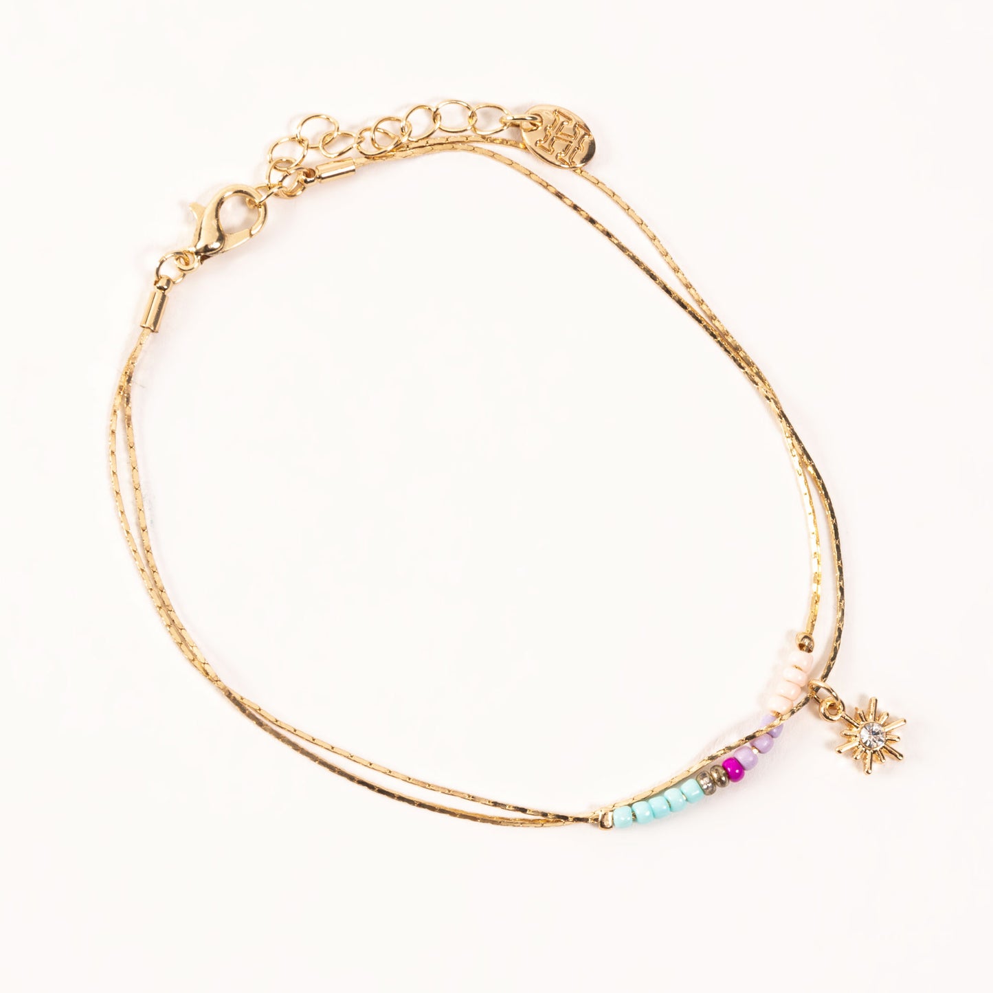 Alexis Layered Seed Bead Gold Charm Anklet
