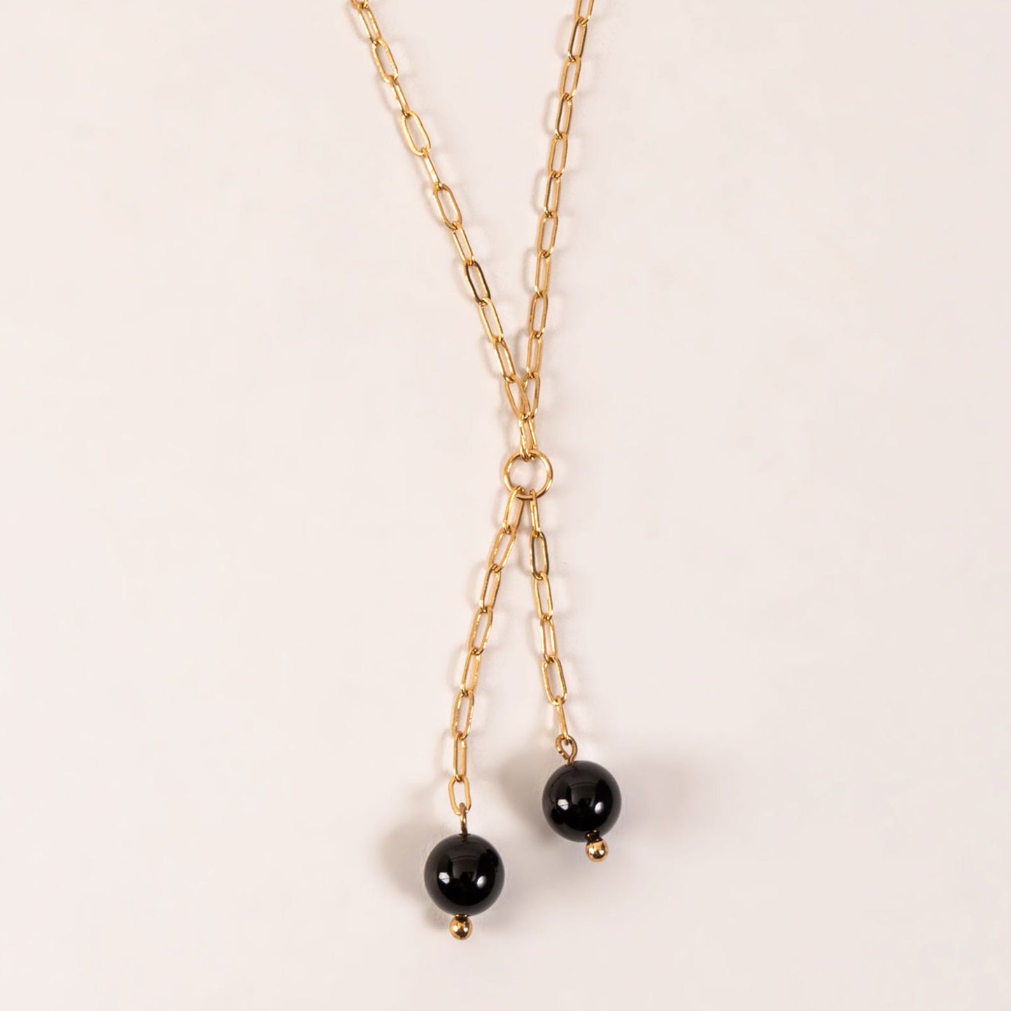 Neva Bead Paperclip Chain 17" Gold Y-Necklace