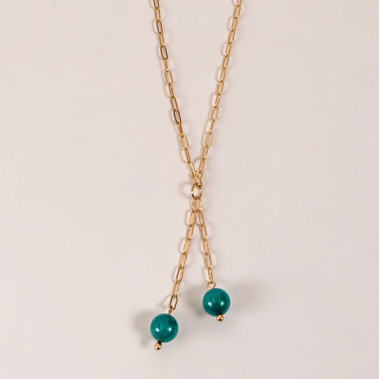 Neva Bead Paperclip Chain 17" Gold Y-Necklace