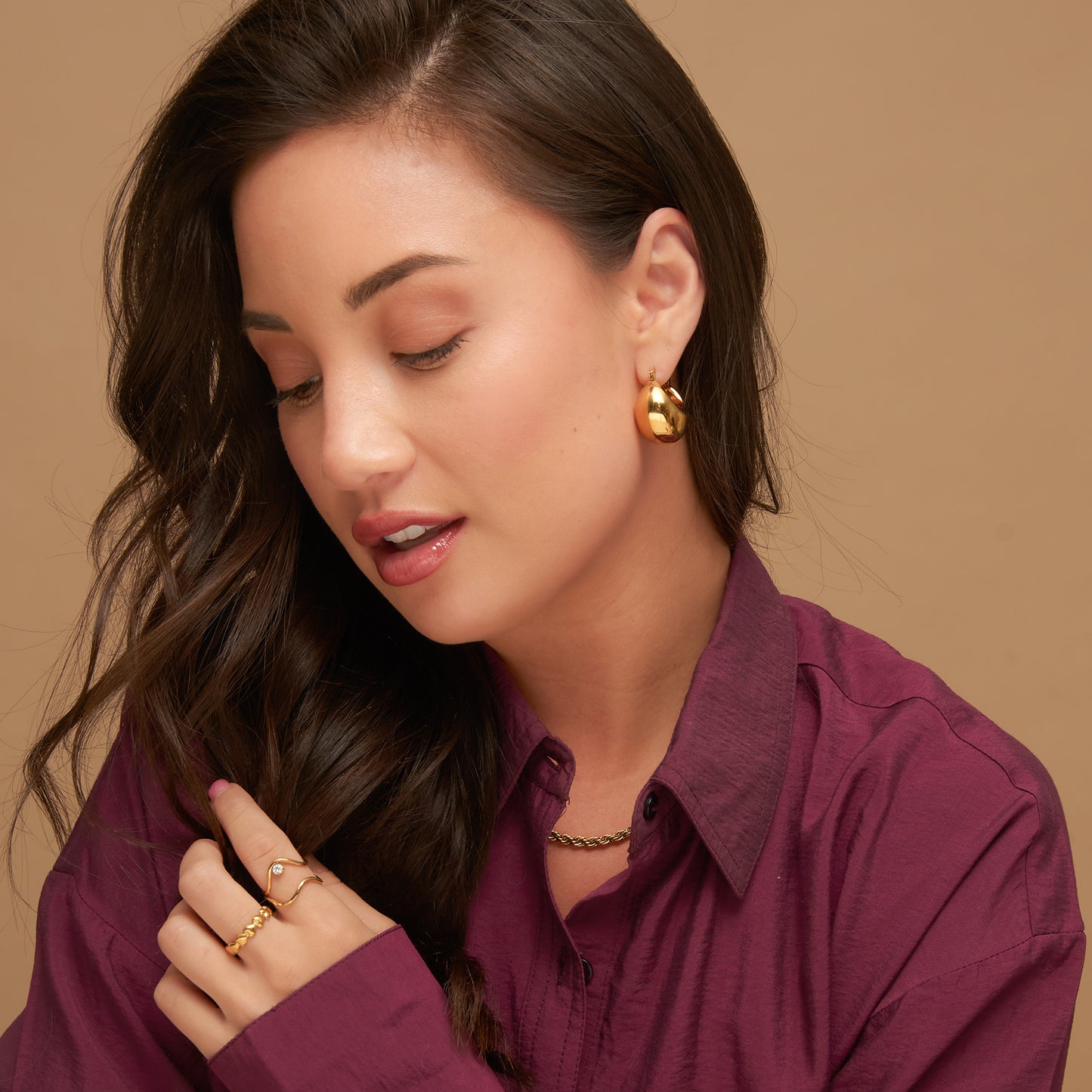 Narelle Waterproof Bowl Hoop Earrings