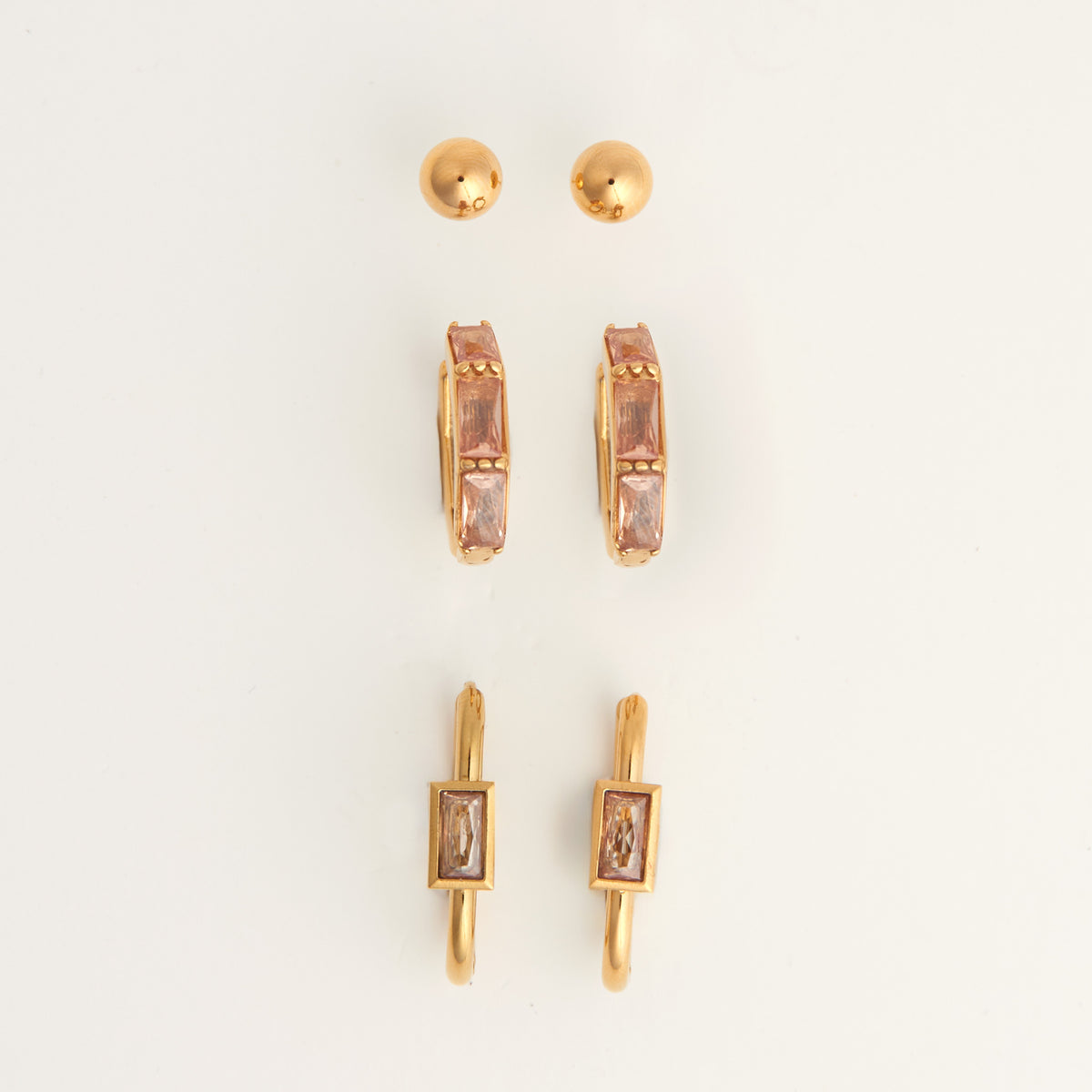 Narelle Waterproof Rectangle Hoop Earring Trio
