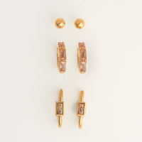 Narelle Waterproof Rectangle Hoop Earring Trio