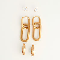Narelle Waterproof Double Linked Hoop Earring Trio