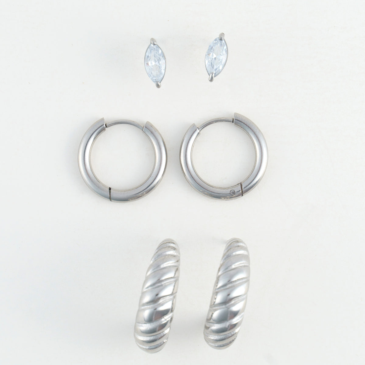 Narelle Waterproof Half Moon Hoop Earring Trio