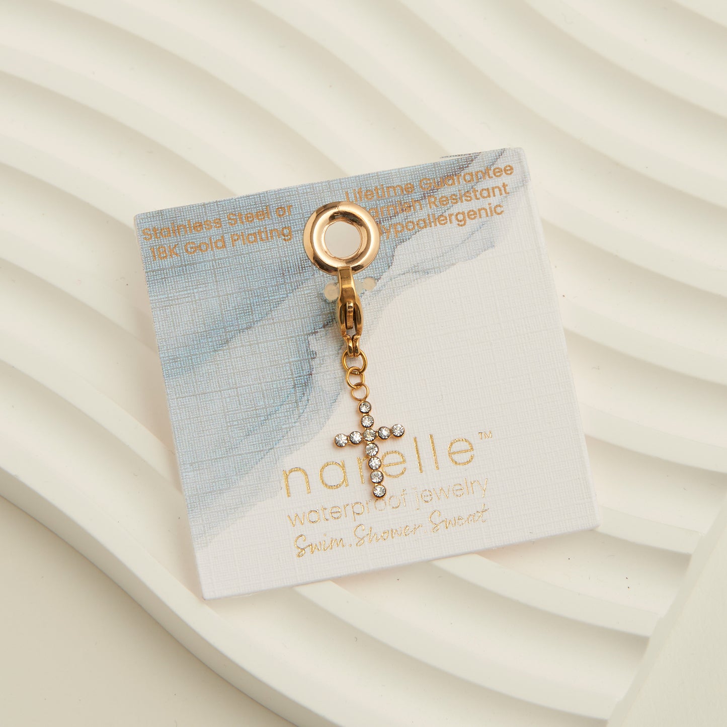 Narelle Waterproof Pave Cross Charm