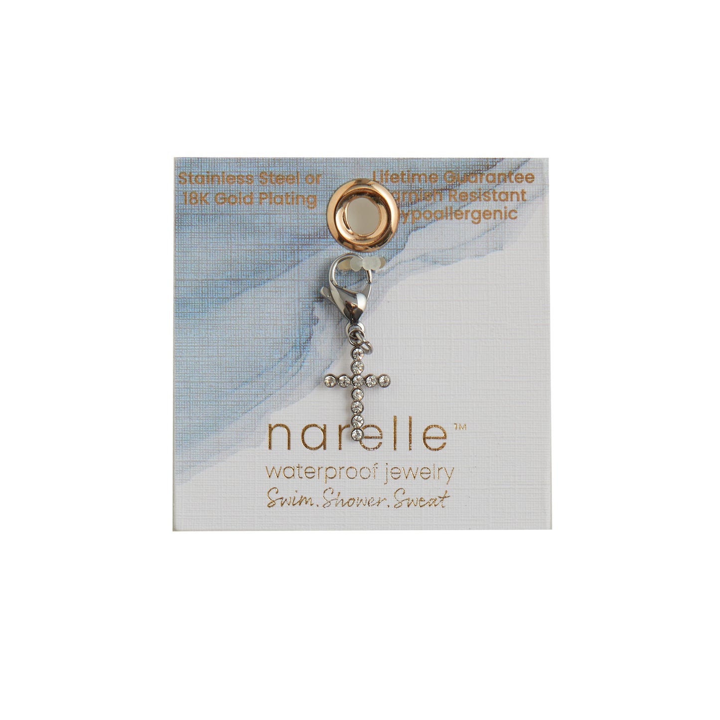 Narelle Waterproof Pave Cross Charm