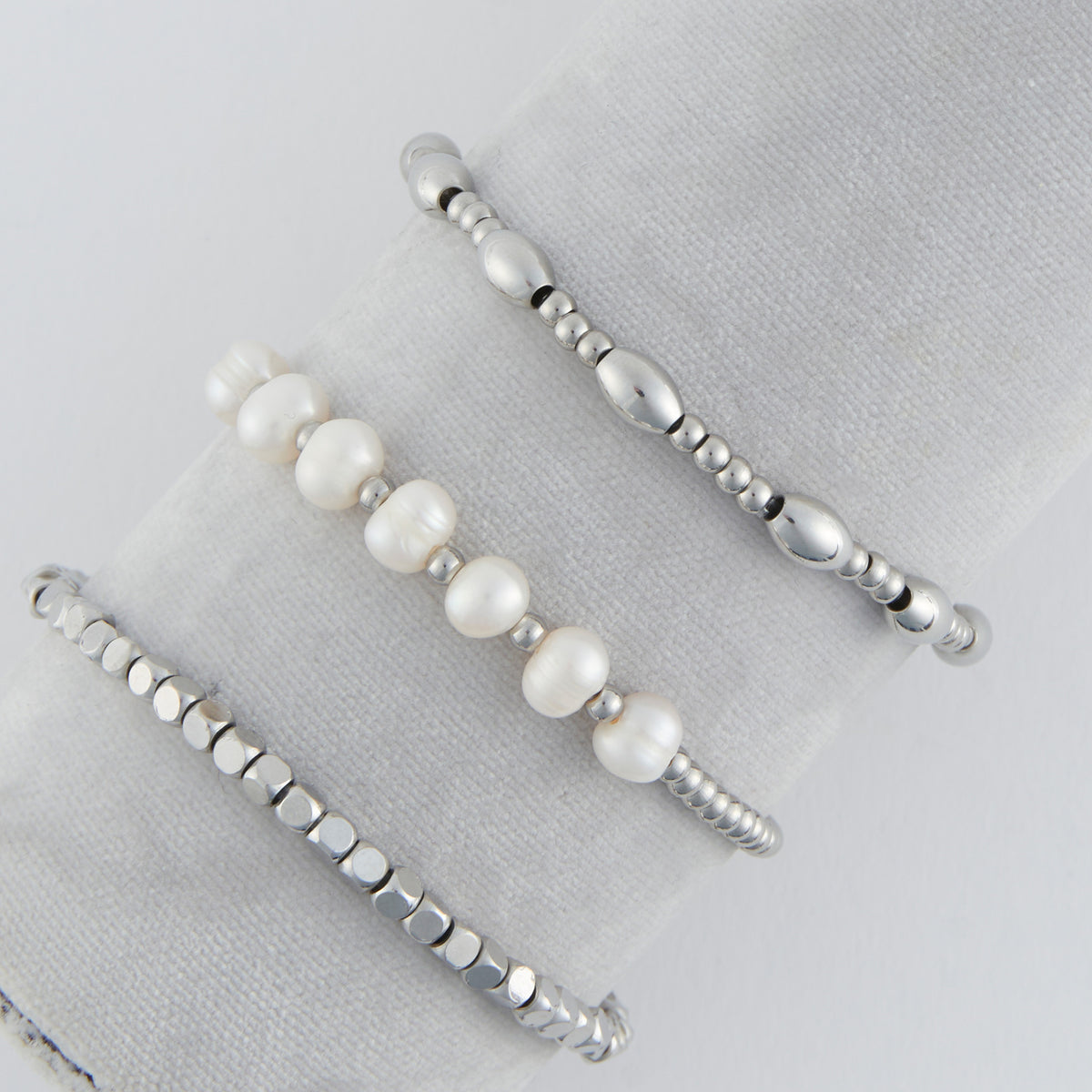 Narelle Waterproof Multi Genuine Pearl Stretch Bracelet Set