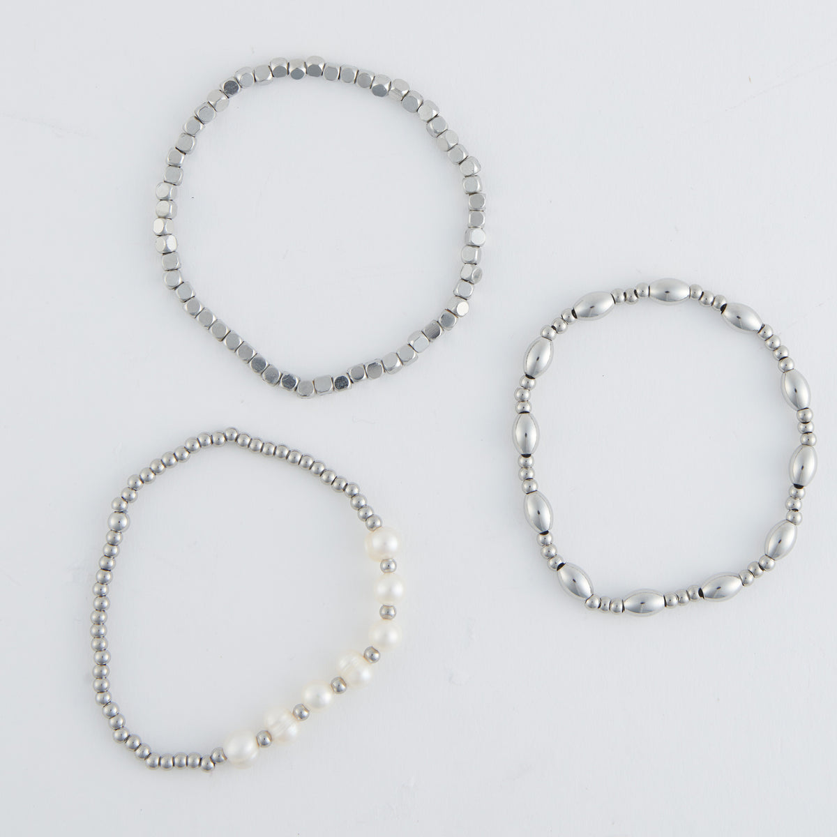 Narelle Waterproof Multi Genuine Pearl Stretch Bracelet Set