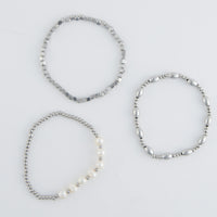 Narelle Waterproof Multi Genuine Pearl Stretch Bracelet Set