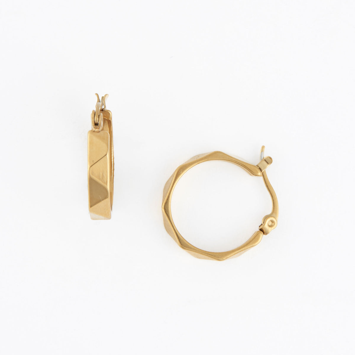 Waterproof Earrings Abstract Hoop in Gold & Steel Narelle