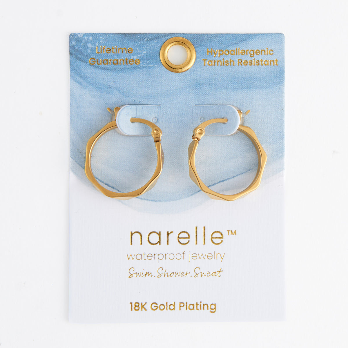 Waterproof Earrings Abstract Hoop in Gold & Steel Narelle