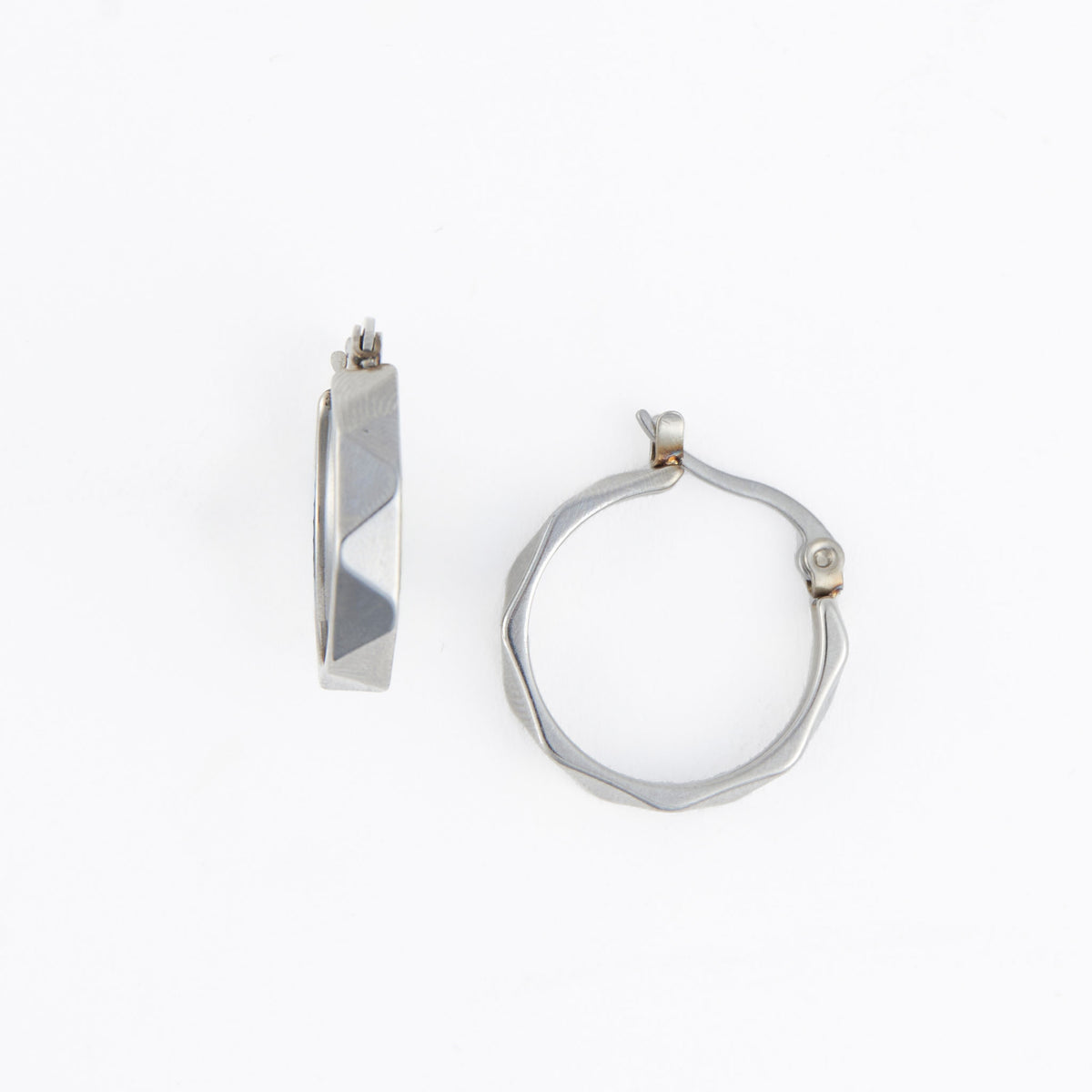 Waterproof Earrings Abstract Hoop in Gold & Steel Narelle