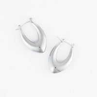 Waterproof Earrings Oval Pointed Hoop Gold & Steel Narelle
