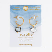 Waterproof Earrings Cat Charm C Hoop Gold & Steel Narelle