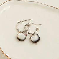 Waterproof Earrings Cat Charm C Hoop Gold & Steel Narelle