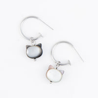 Waterproof Earrings Cat Charm C Hoop Gold & Steel Narelle