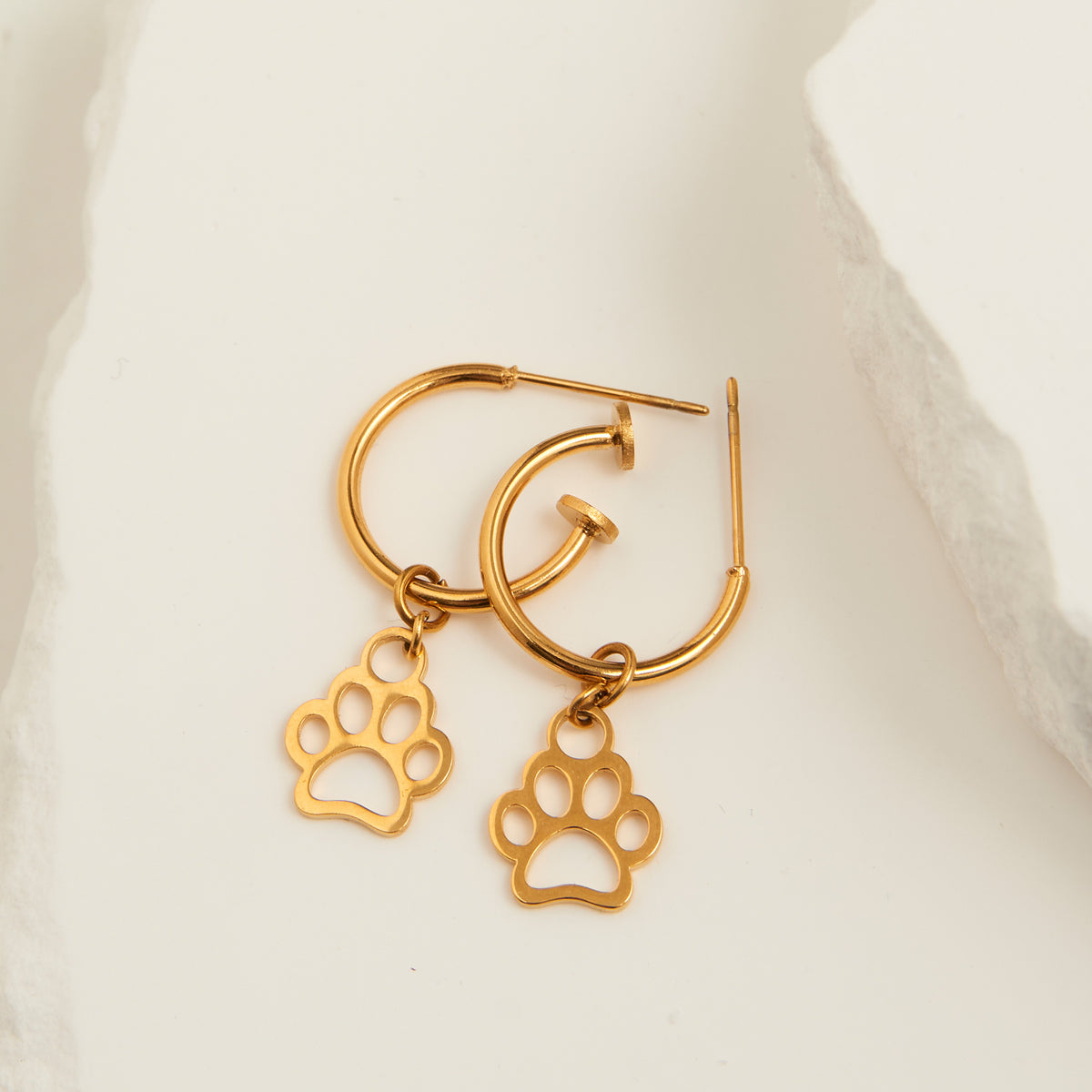 Waterproof Earrings Paw Print Charm C Hoop Narelle