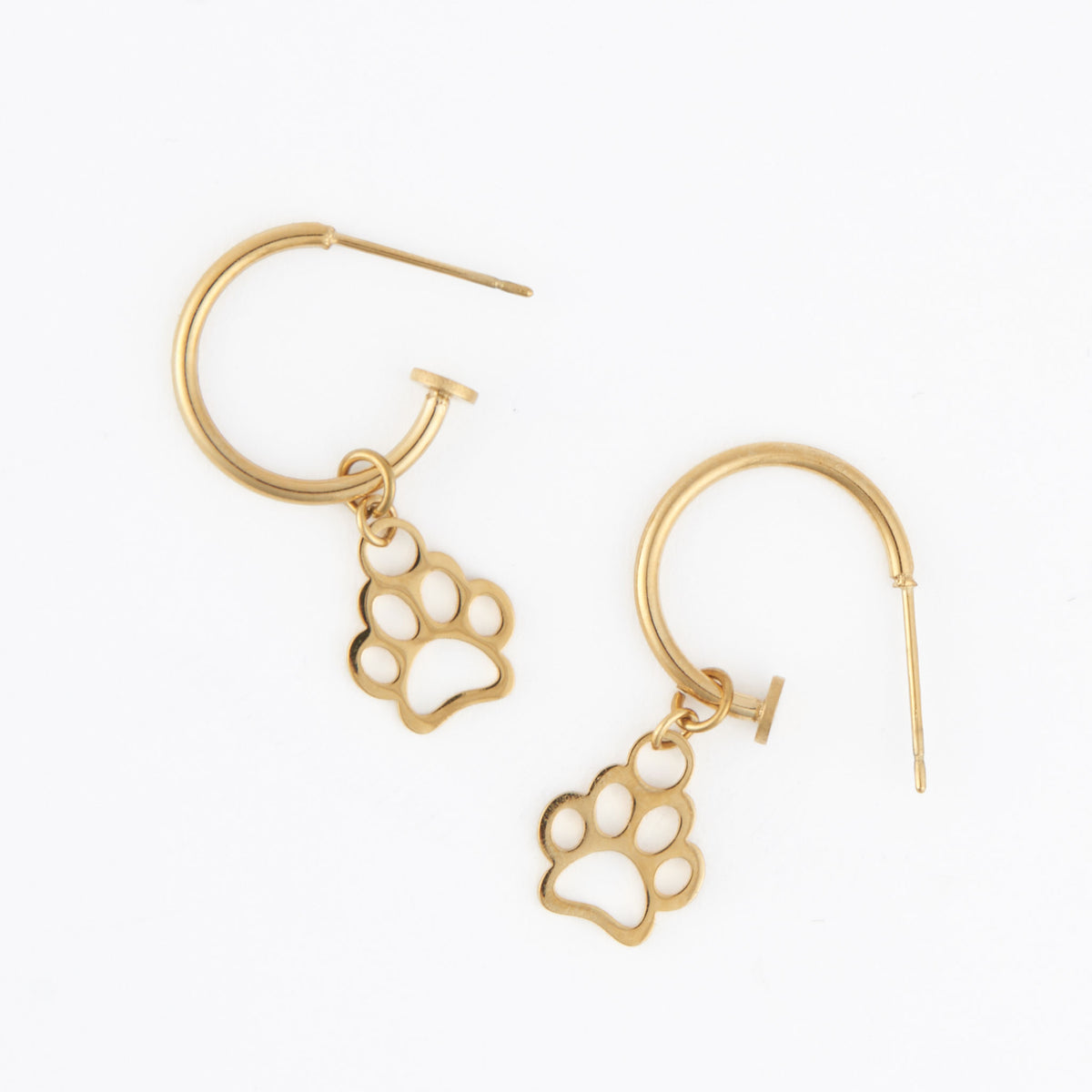 Waterproof Earrings Paw Print Charm C Hoop Narelle