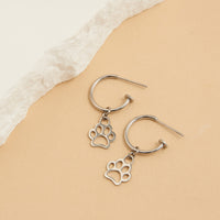 Waterproof Earrings Paw Print Charm C Hoop Narelle