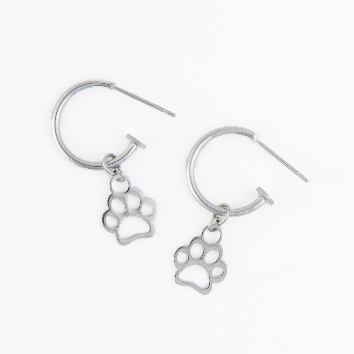 Waterproof Earrings Paw Print Charm C Hoop Narelle
