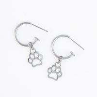 Waterproof Earrings Paw Print Charm C Hoop Narelle