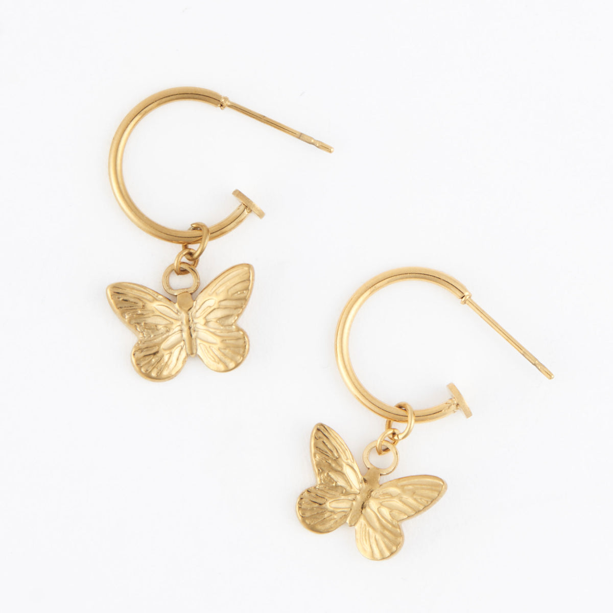 Waterproof Earrings Butterfly Charm C Hoop Narelle