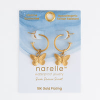 Waterproof Earrings Butterfly Charm C Hoop Narelle