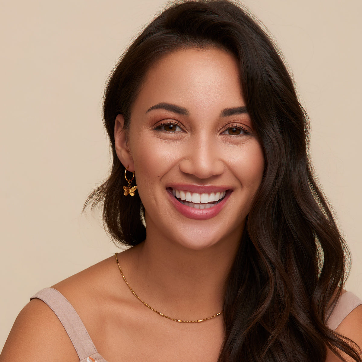 Waterproof Earrings Butterfly Charm C Hoop Narelle