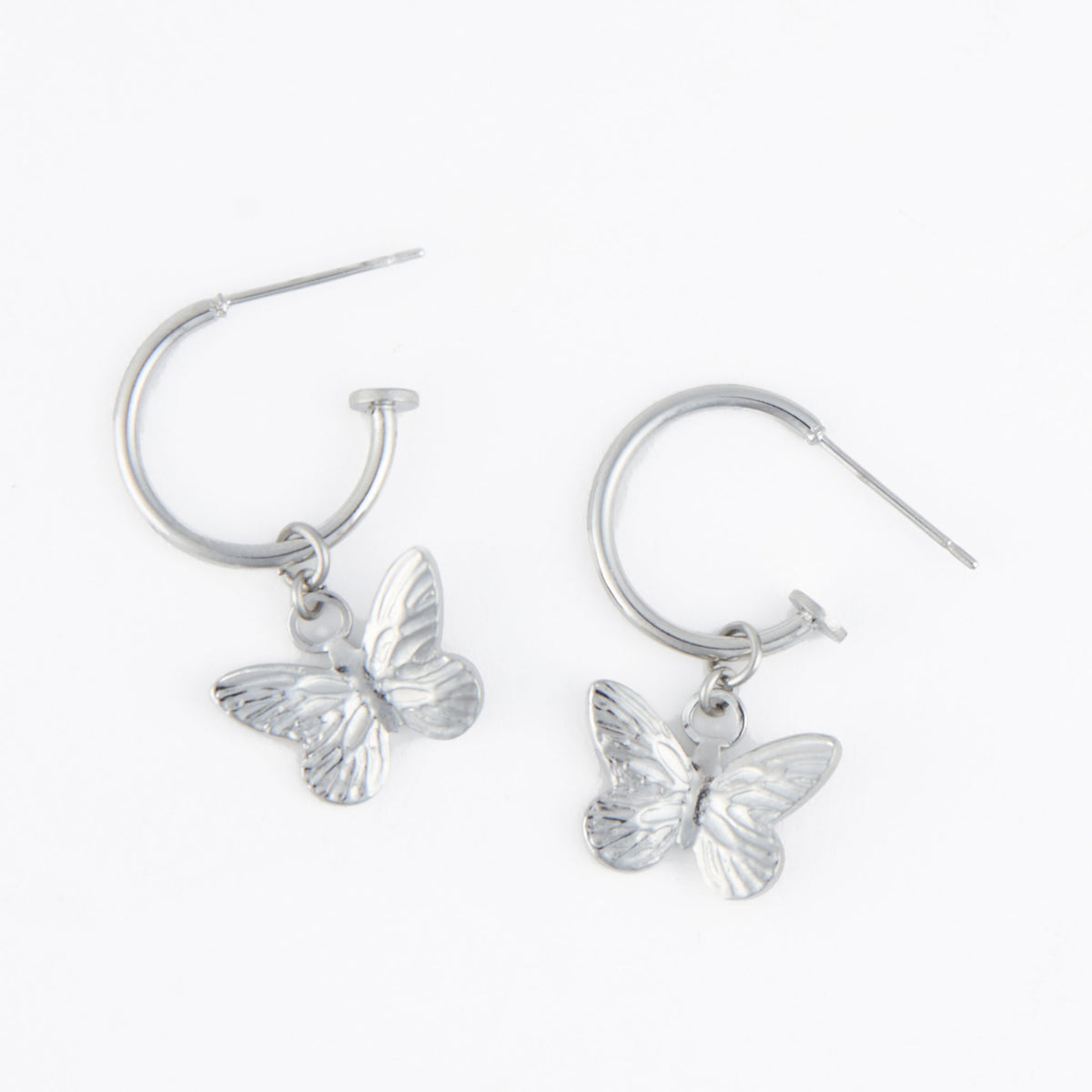 Waterproof Earrings Butterfly Charm C Hoop Narelle