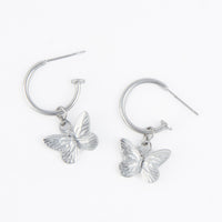 Waterproof Earrings Butterfly Charm C Hoop Narelle