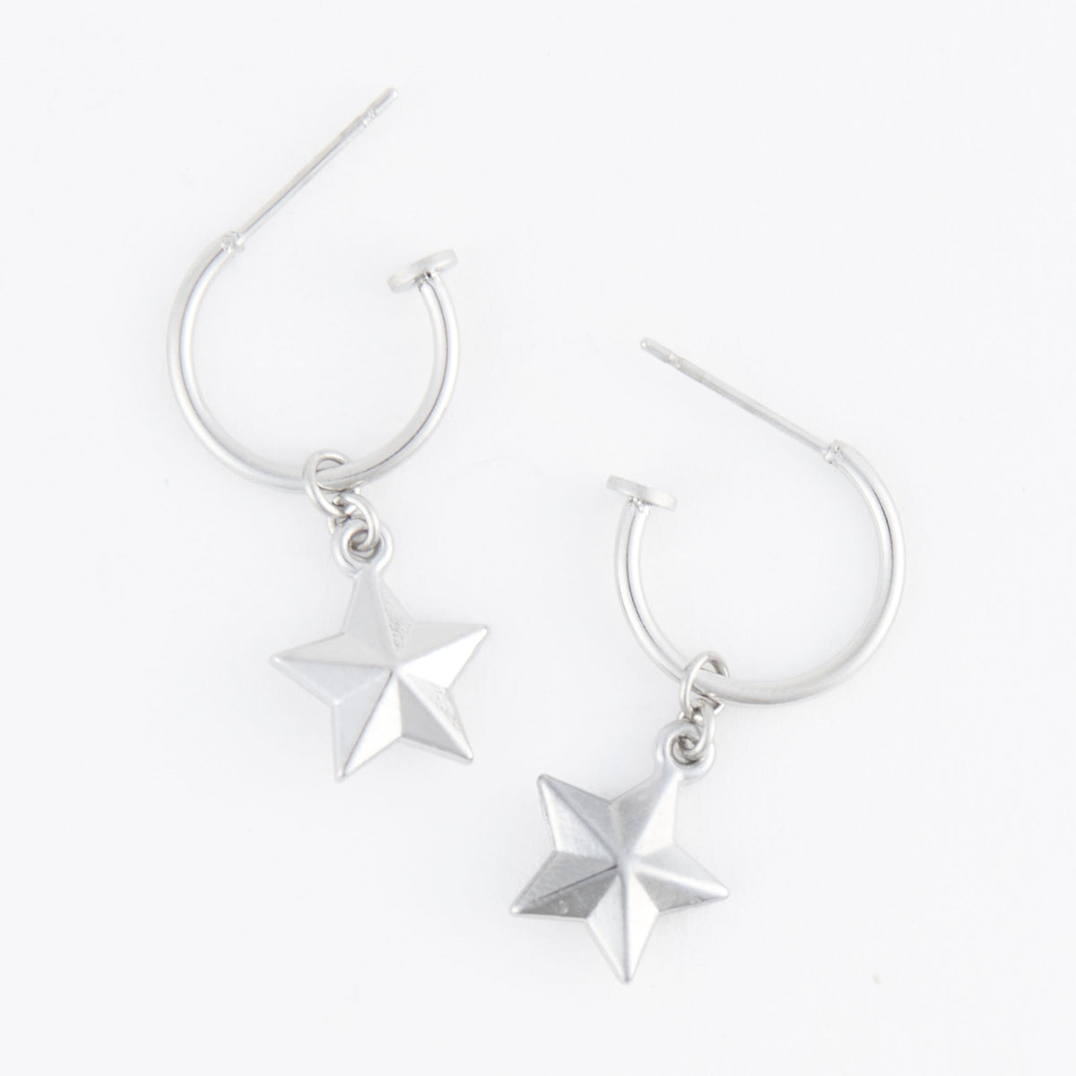 Waterproof Earrings Star Charm C Hoop Gold & Steel Narelle