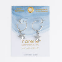 Waterproof Earrings Star Charm C Hoop Gold & Steel Narelle