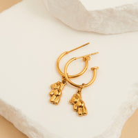 Waterproof Earrings Teddy Bear Charm C Hoop Narelle