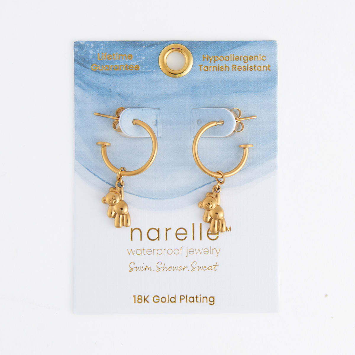 Waterproof Earrings Teddy Bear Charm C Hoop Narelle