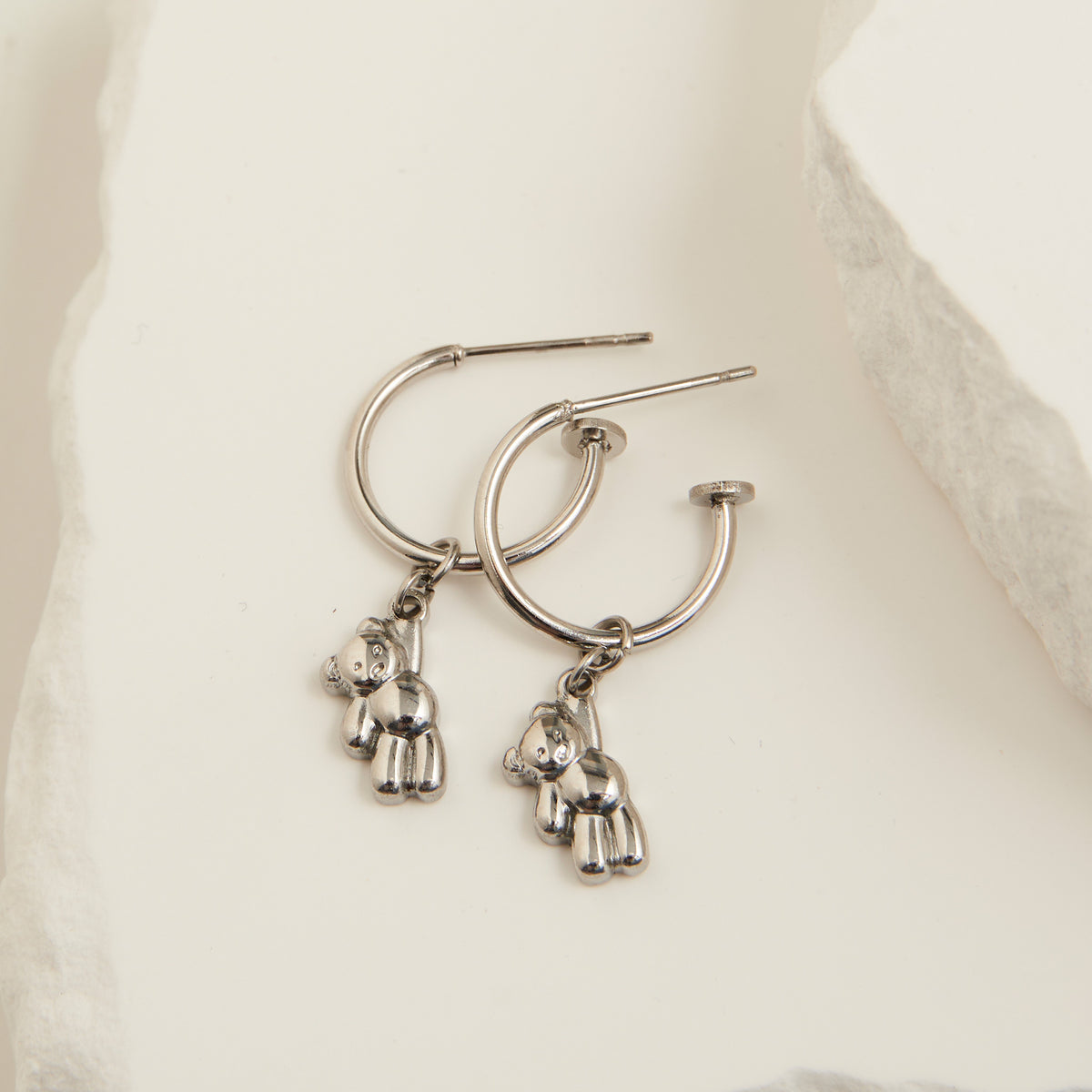 Waterproof Earrings Teddy Bear Charm C Hoop Narelle