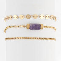 Waterproof Bracelet Amethyst 3-Piece Set Narelle