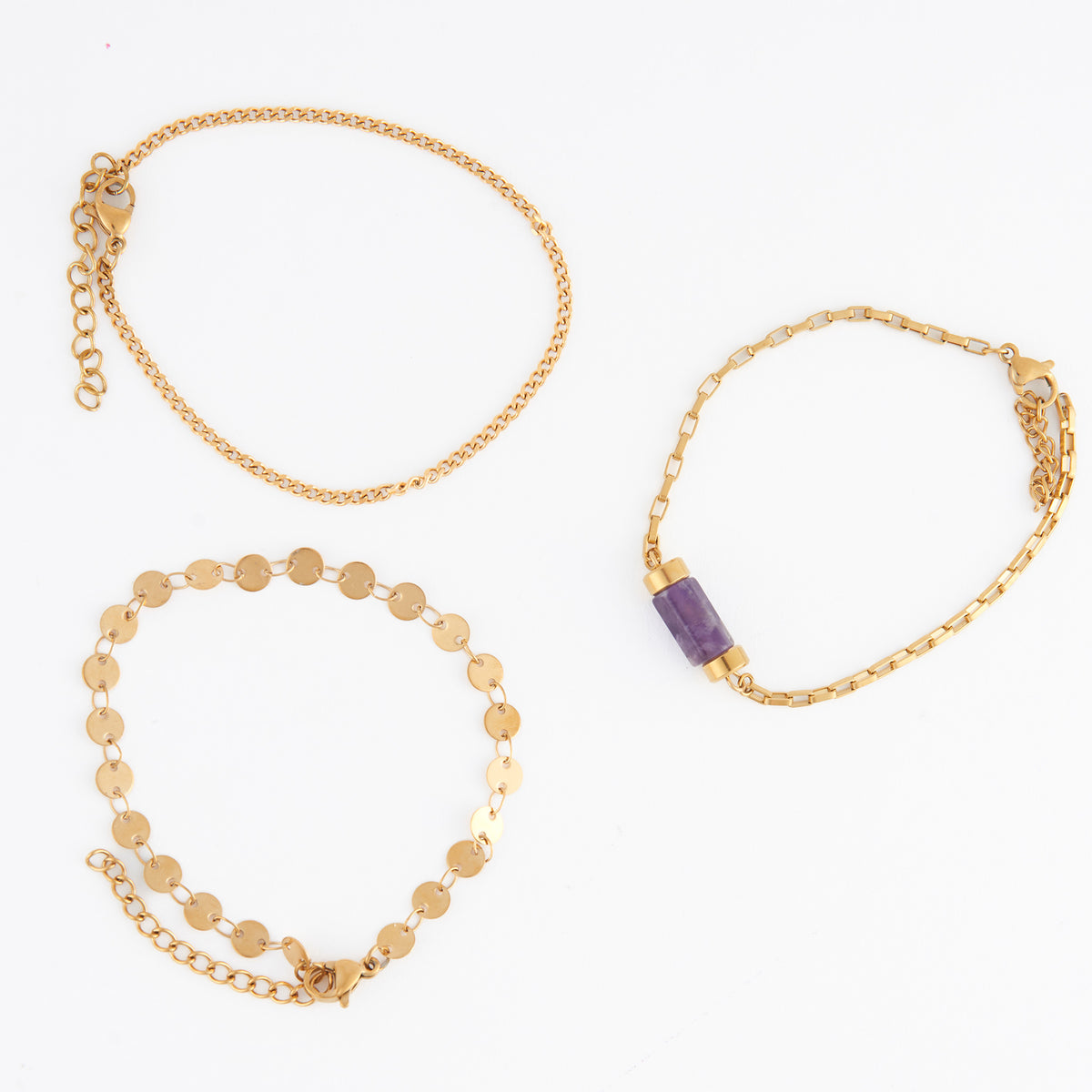 Waterproof Bracelet Amethyst 3-Piece Set Narelle